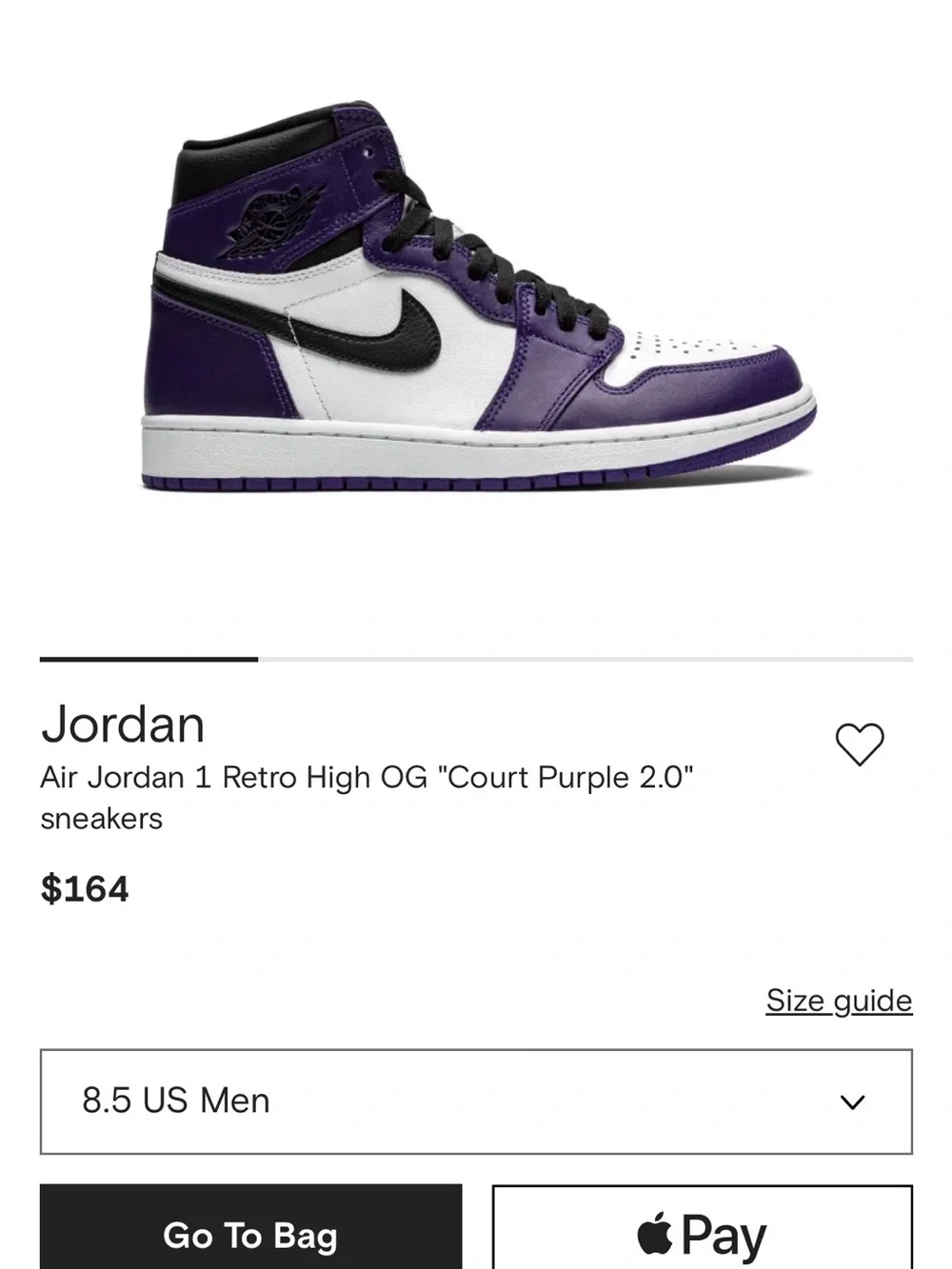 Air Jordan 1 Retro High OG “Court Purple 2.0” Purple, White & Black